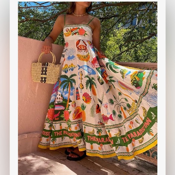 Dresses & Skirts - Tropical Print Maxi Dress